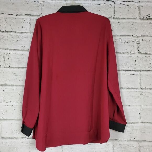 Lush sheer long sleeve blouse maroon - Picture 8 of 8